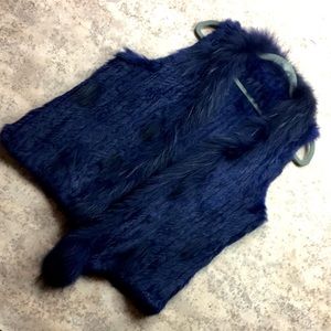 Navy Rabbit Fur Vest